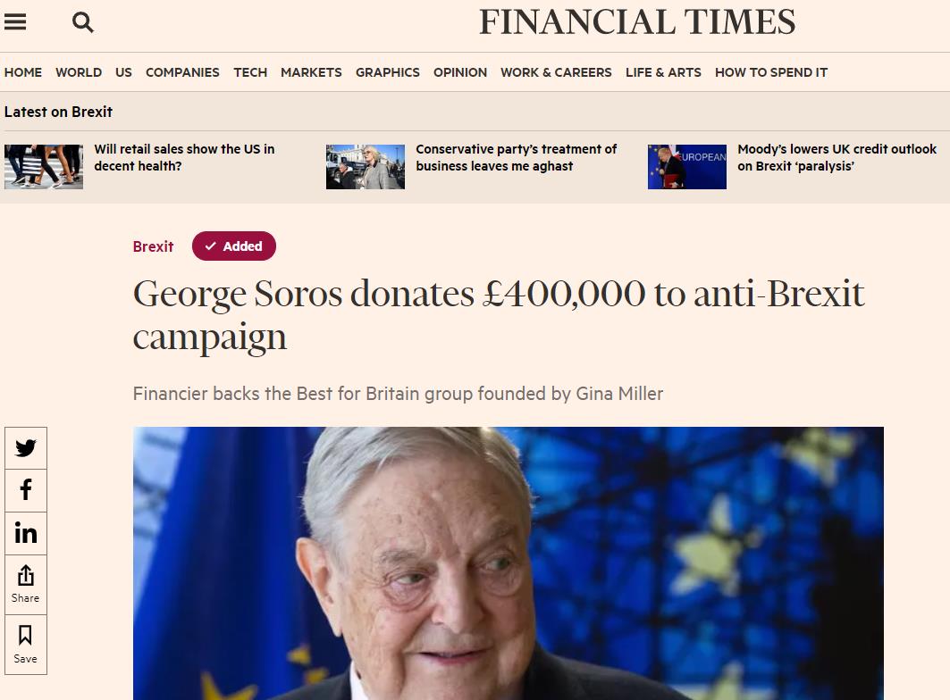 巨鳄索罗斯狂砸300万英镑反脱欧！这是要断鲍里斯的大选救国梦？ | 英国房产圈