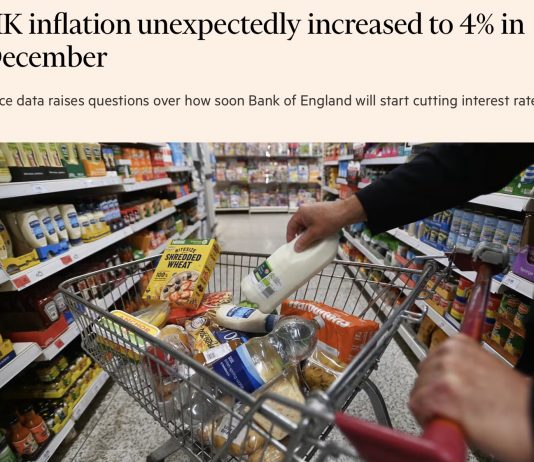 英国通胀意外上涨,但今年将降息的预期依然存在|1月英国房价平均上涨4,571英镑